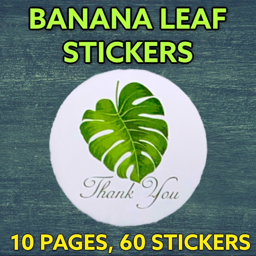 60 2.5” Banana Leaves Stickers PRICE IS FIRM - Picture 2 of 6
